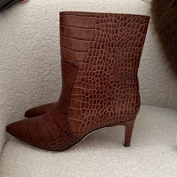 Paris Texas Brown Croc Print Ankle Boots